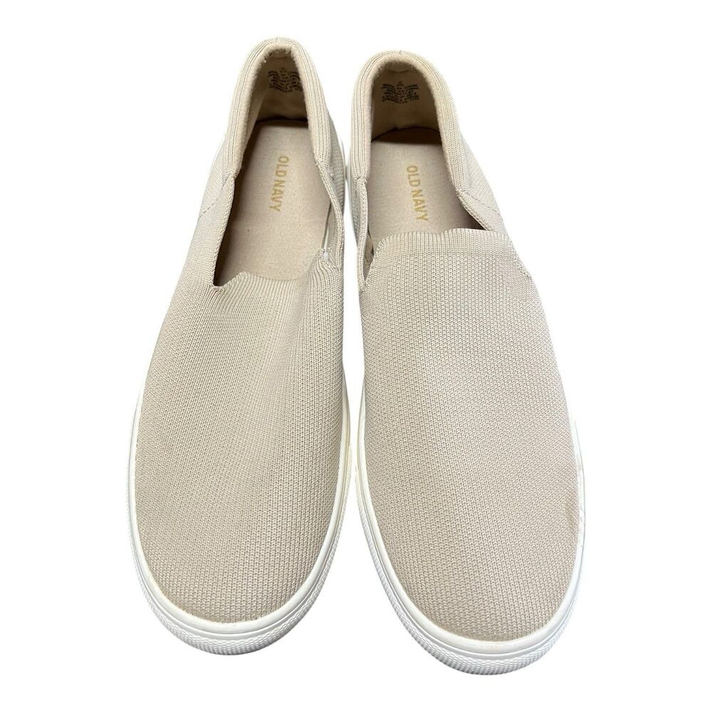 Old Navy Womens Size 9 Beige Knit Slip On Sneakers Casual Comfort Shoes